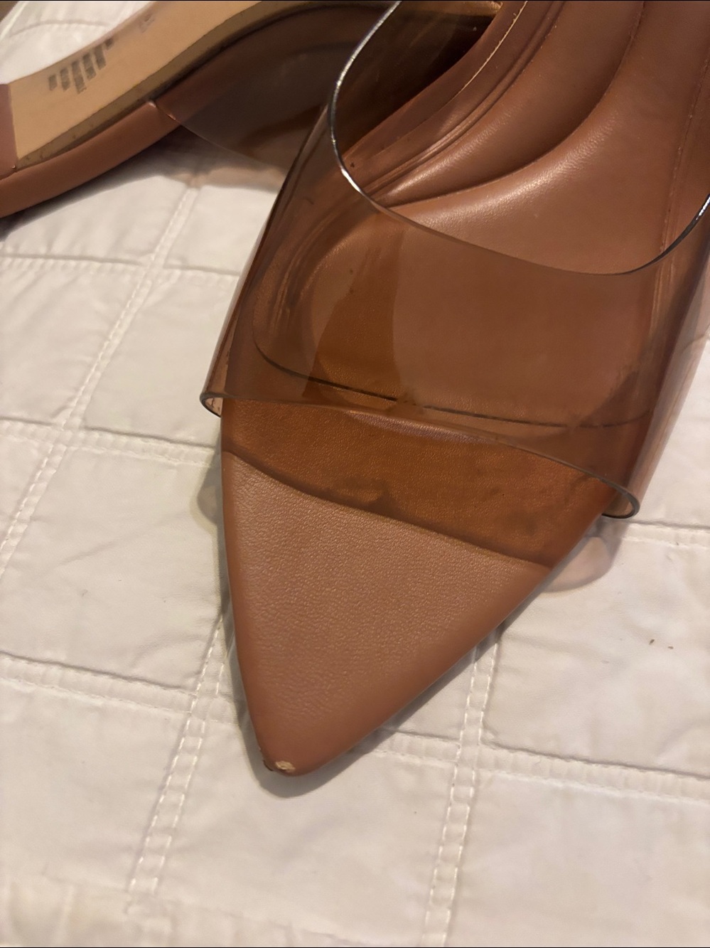 BCBGeneration Tan Clear-Band Square-Toe Mules - Picture 5 of 5